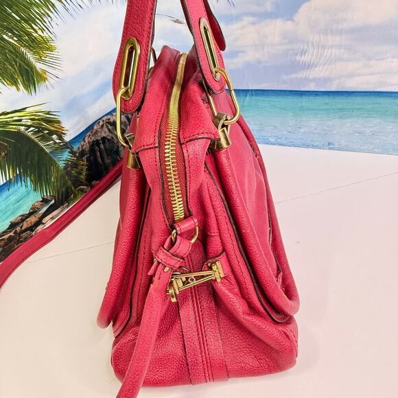 Chloé Paraty Satchel Raspberry Pink Leather Bag Gold Hardware - Picture 6 of 16